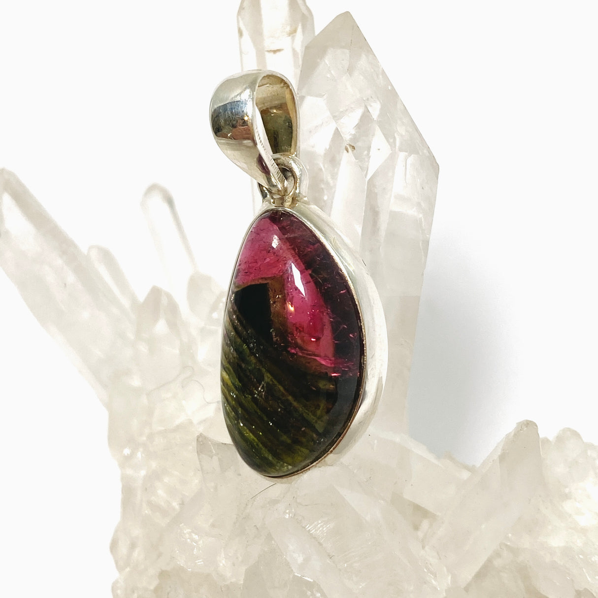 Watermelon Tourmaline Freeform Cabochon Pendant PPGJ1173