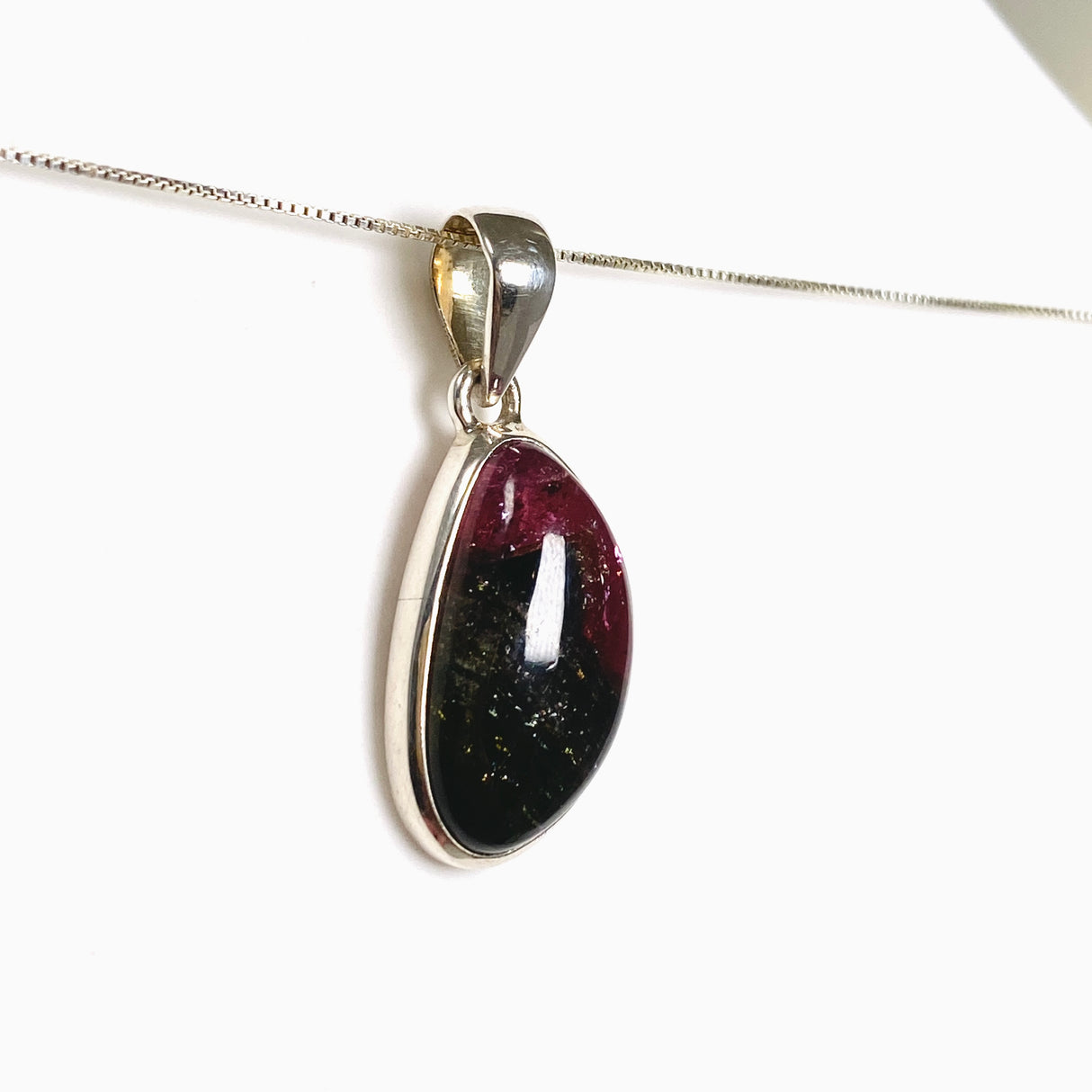 Watermelon Tourmaline Freeform Cabochon Pendant PPGJ1173