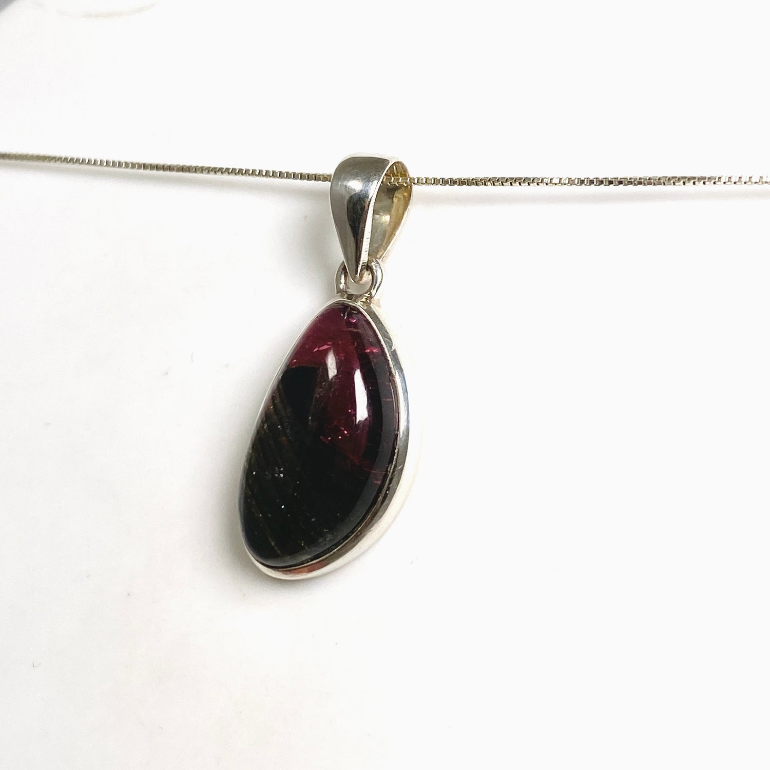 Watermelon Tourmaline Freeform Cabochon Pendant PPGJ1173