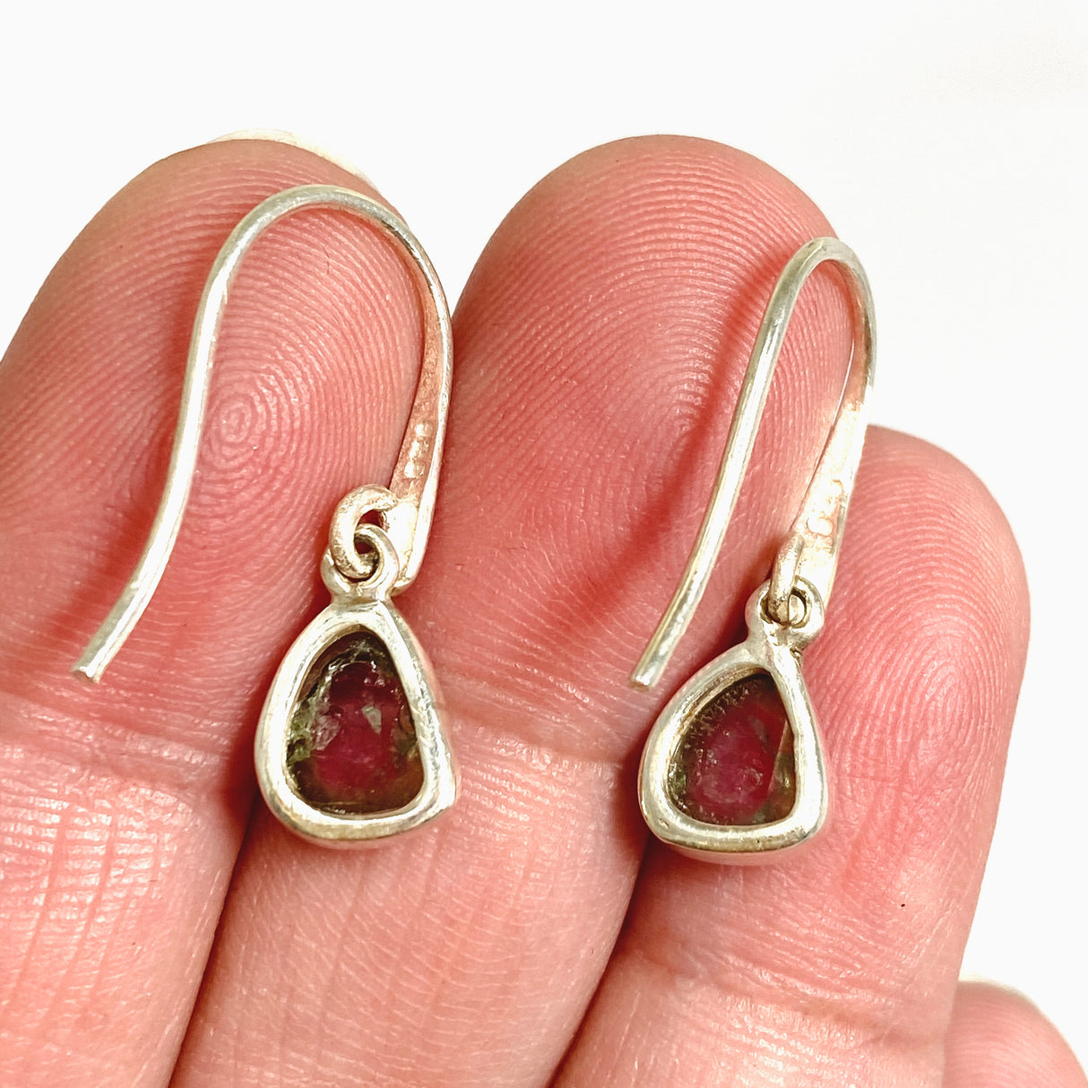 Watermelon Tourmaline Freeform Slice Earrings PEGJ359