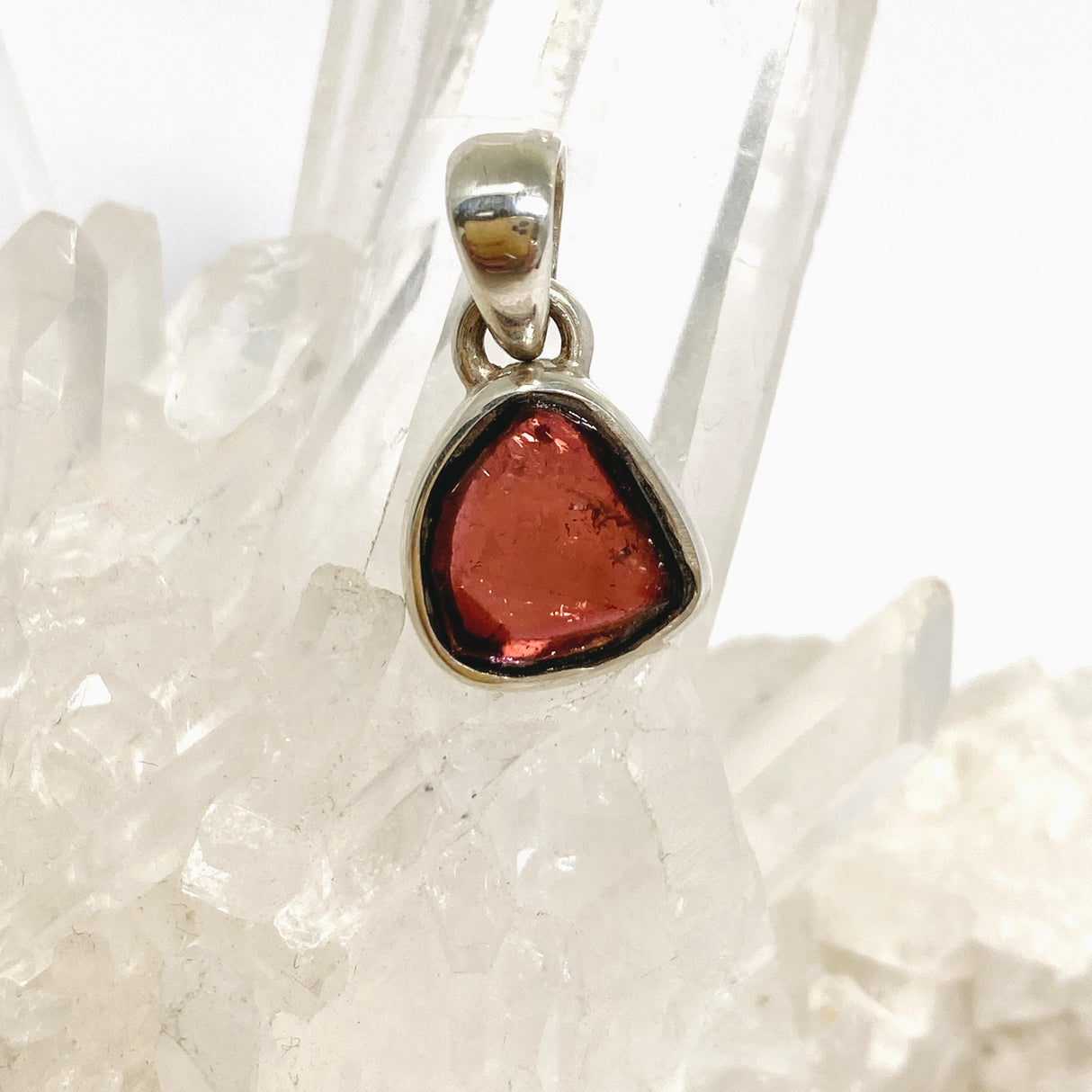 Watermelon Tourmaline Freeform Slice Pendant PPGJ1162