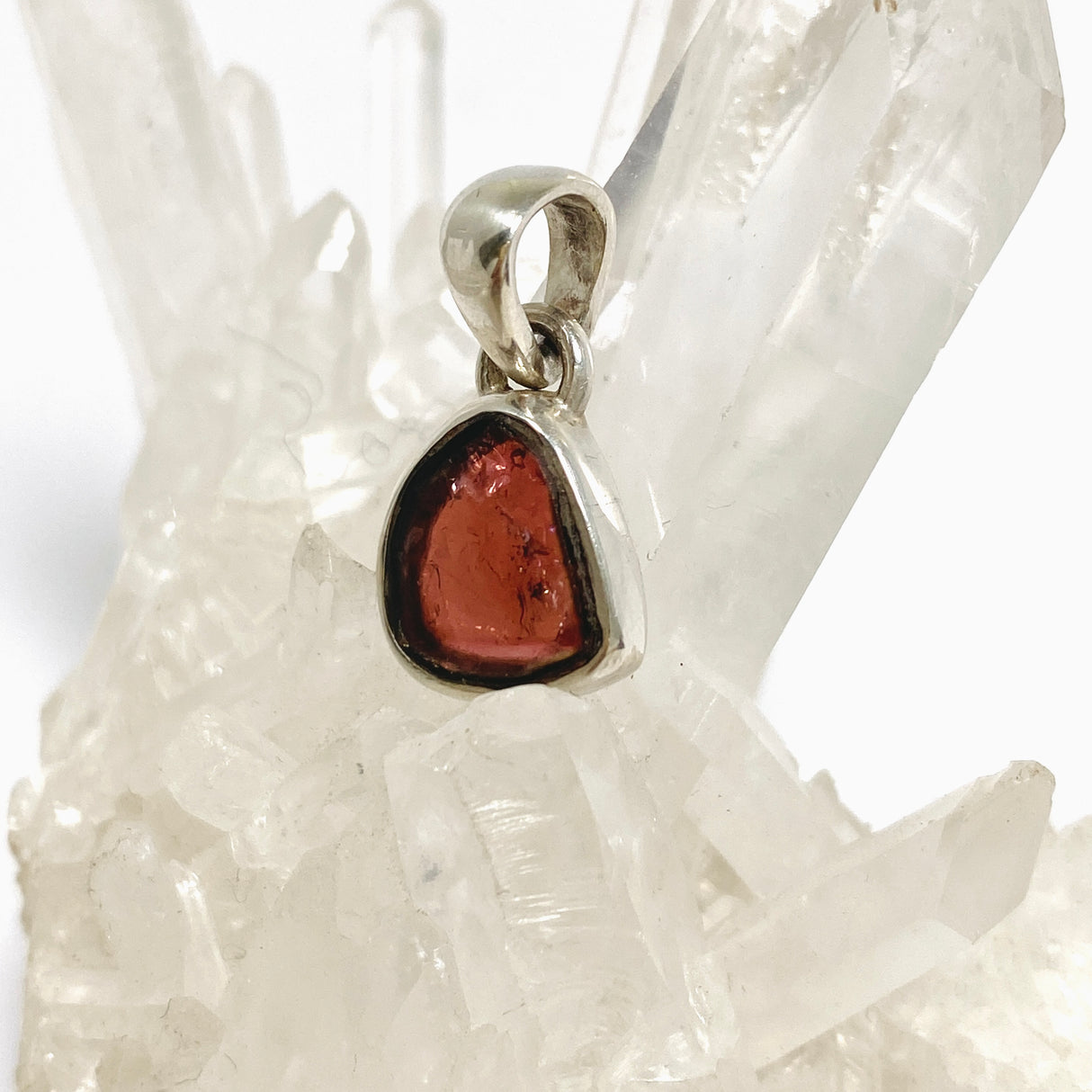 Watermelon Tourmaline Freeform Slice Pendant PPGJ1162