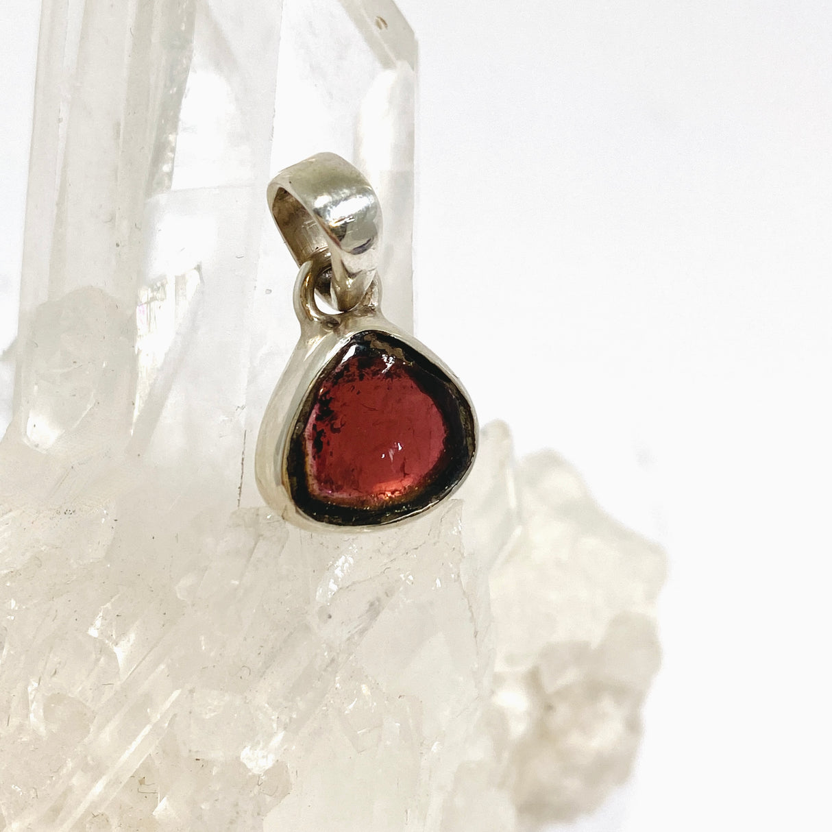 Watermelon Tourmaline Freeform Slice Pendant PPGJ1163