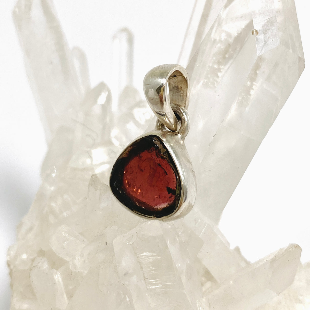 Watermelon Tourmaline Freeform Slice Pendant PPGJ1163