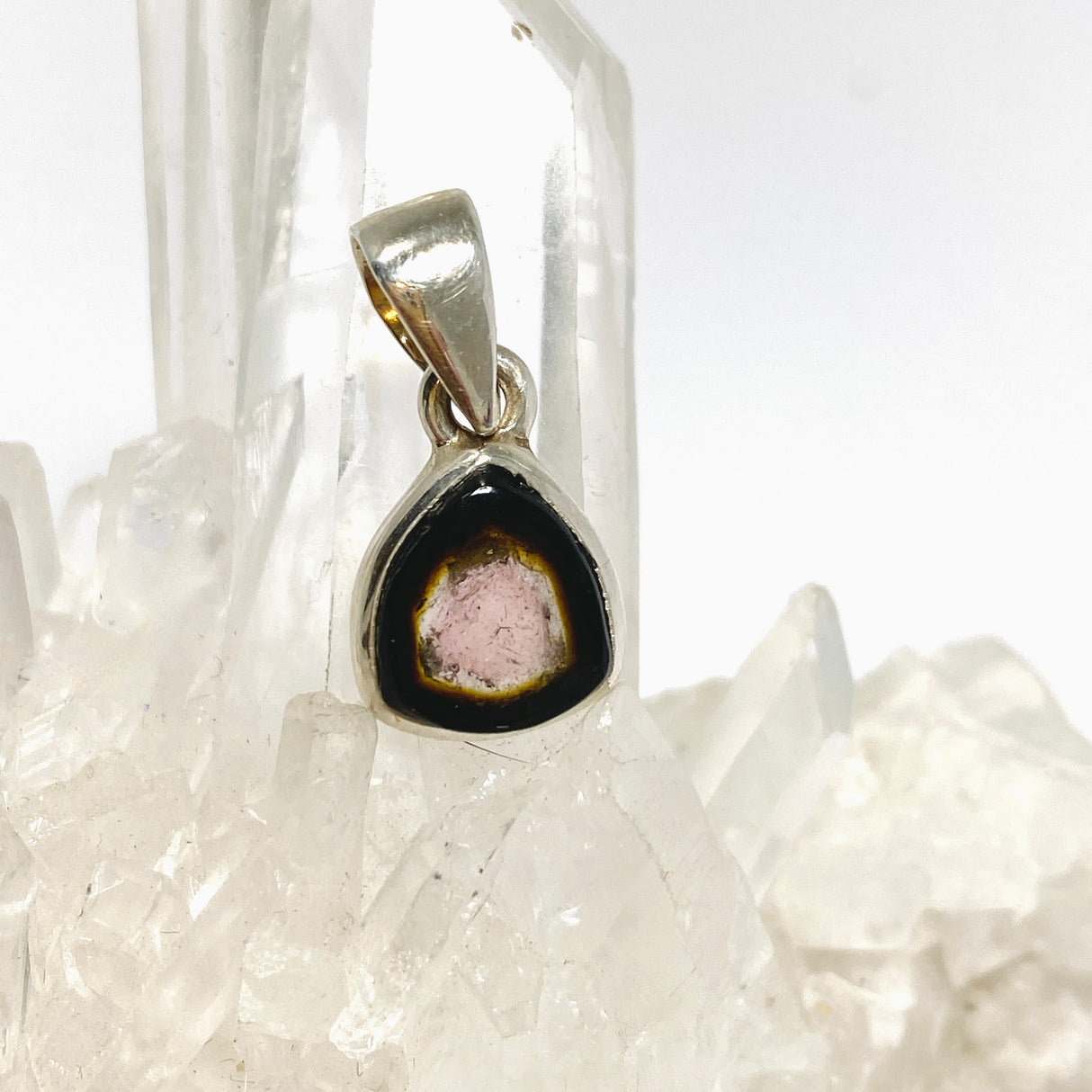 Watermelon Tourmaline Freeform Slice Pendant PPGJ1164