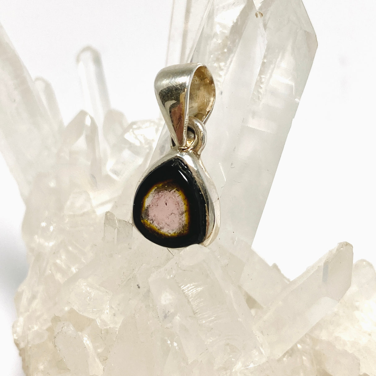 Watermelon Tourmaline Freeform Slice Pendant PPGJ1164