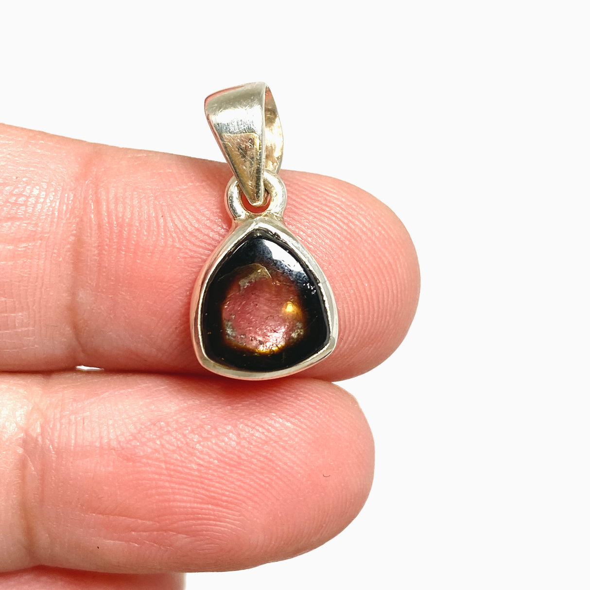 Watermelon Tourmaline Freeform Slice Pendant PPGJ1164