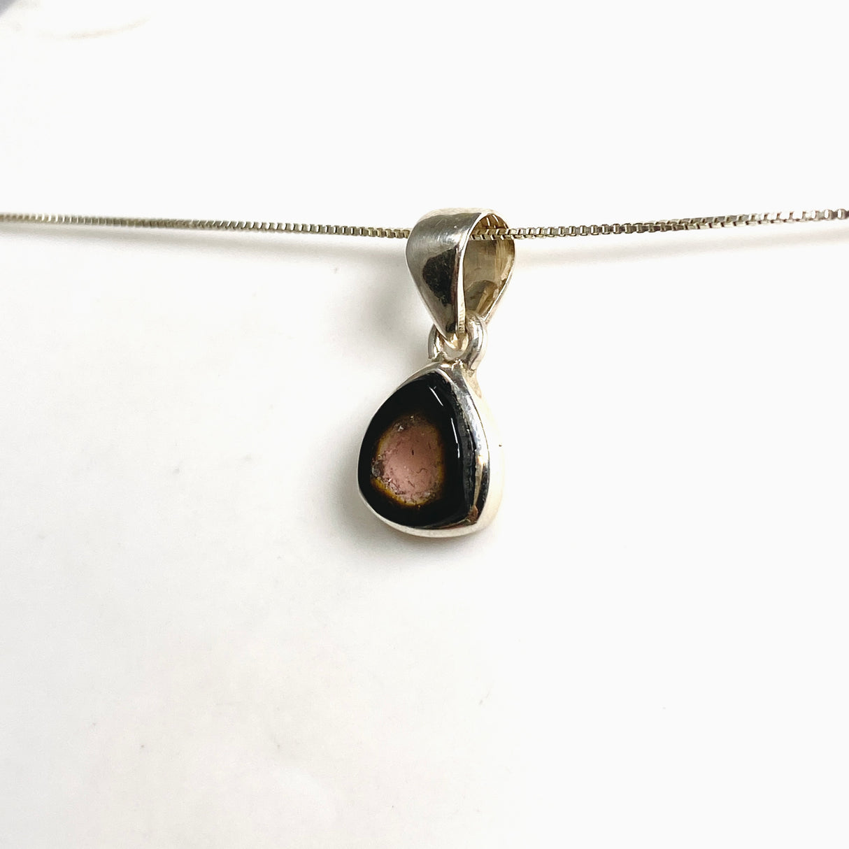 Watermelon Tourmaline Freeform Slice Pendant PPGJ1164