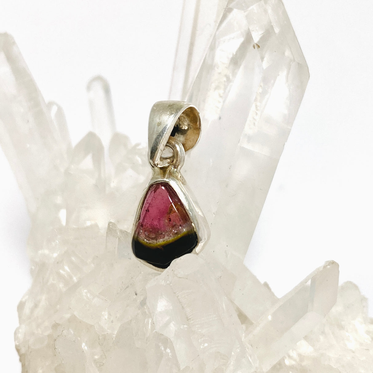 Watermelon Tourmaline Freeform Slice Pendant PPGJ1165