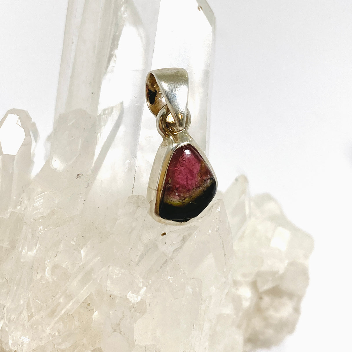 Watermelon Tourmaline Freeform Slice Pendant PPGJ1165