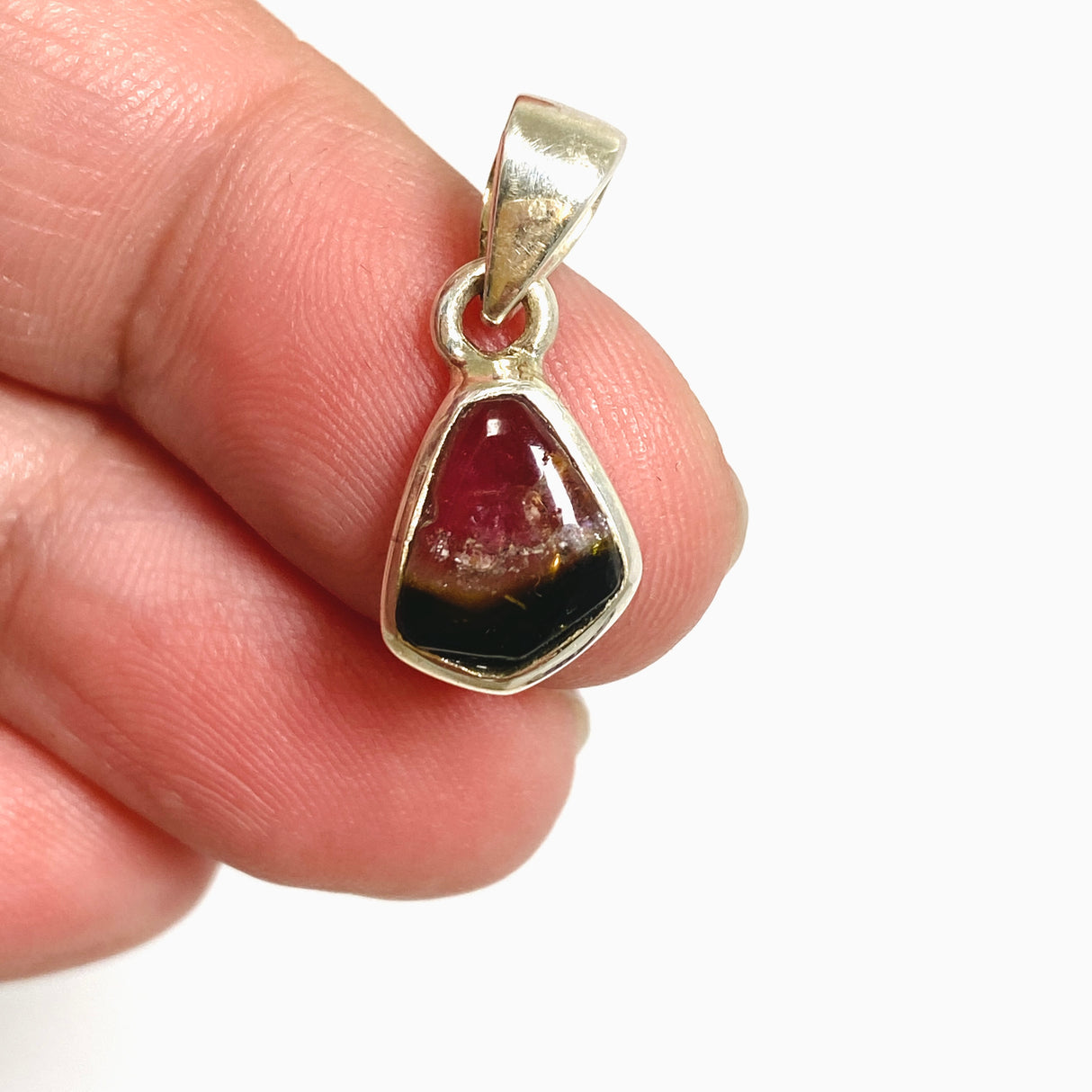 Watermelon Tourmaline Freeform Slice Pendant PPGJ1165