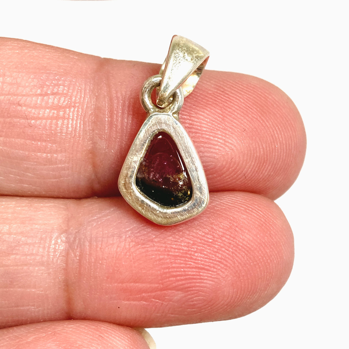 Watermelon Tourmaline Freeform Slice Pendant PPGJ1165