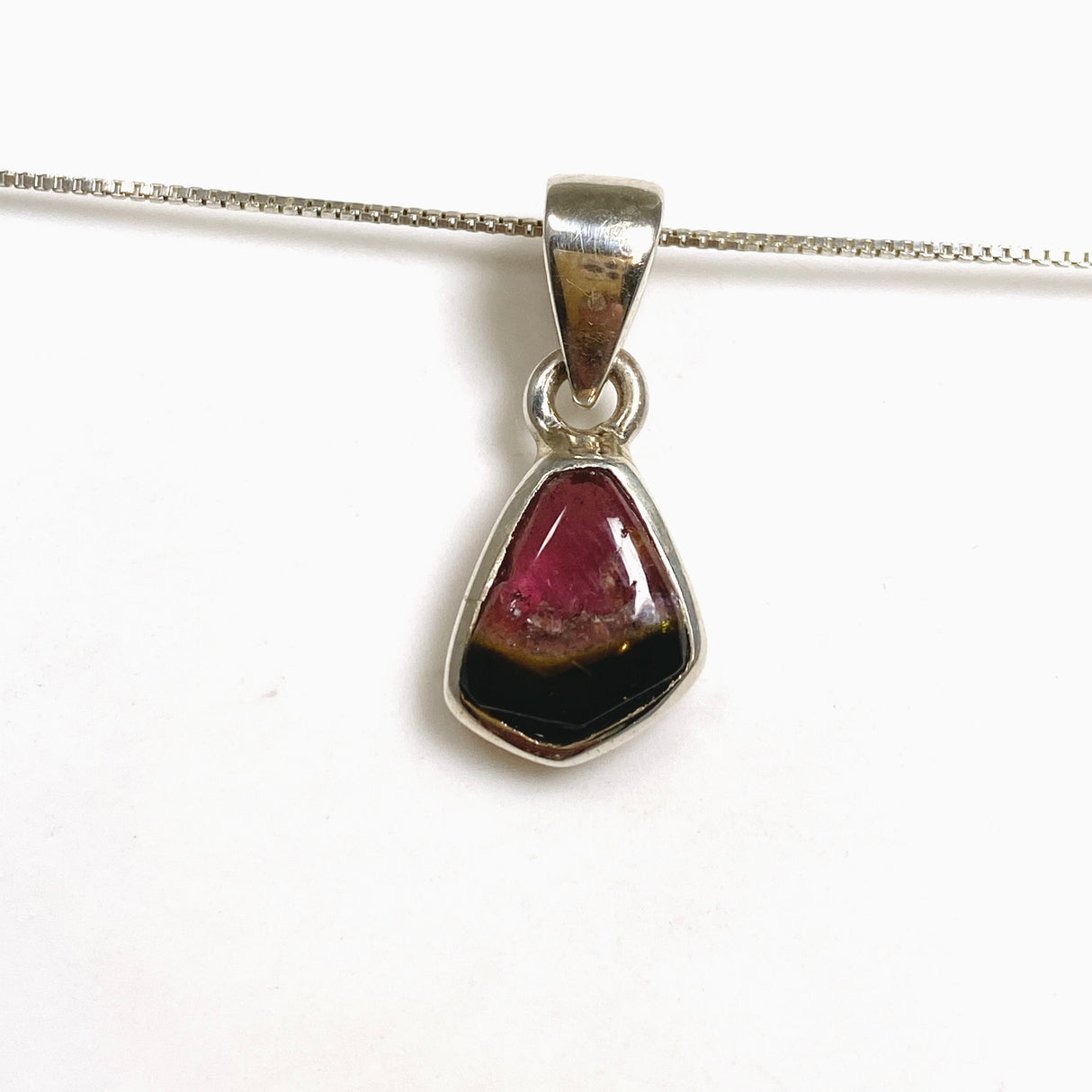 Watermelon Tourmaline Freeform Slice Pendant PPGJ1165