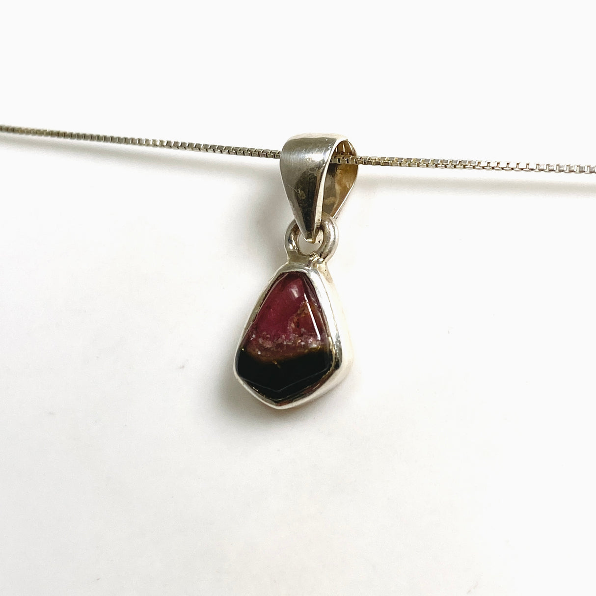 Watermelon Tourmaline Freeform Slice Pendant PPGJ1165