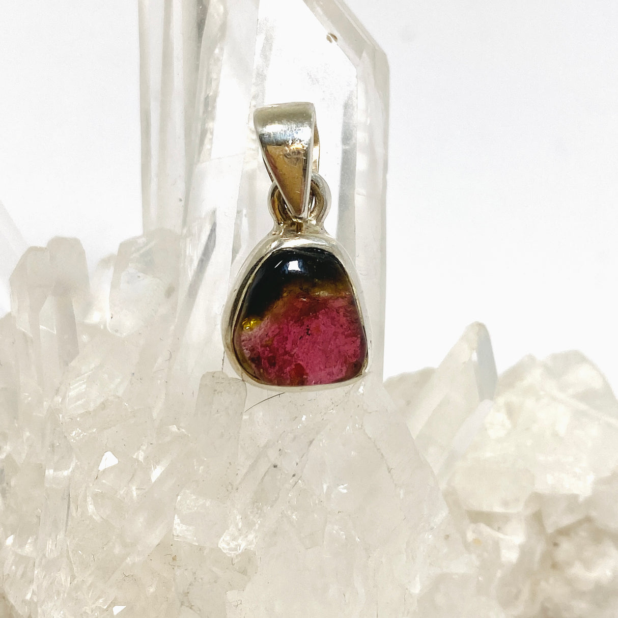 Watermelon Tourmaline Freeform Slice Pendant PPGJ1166