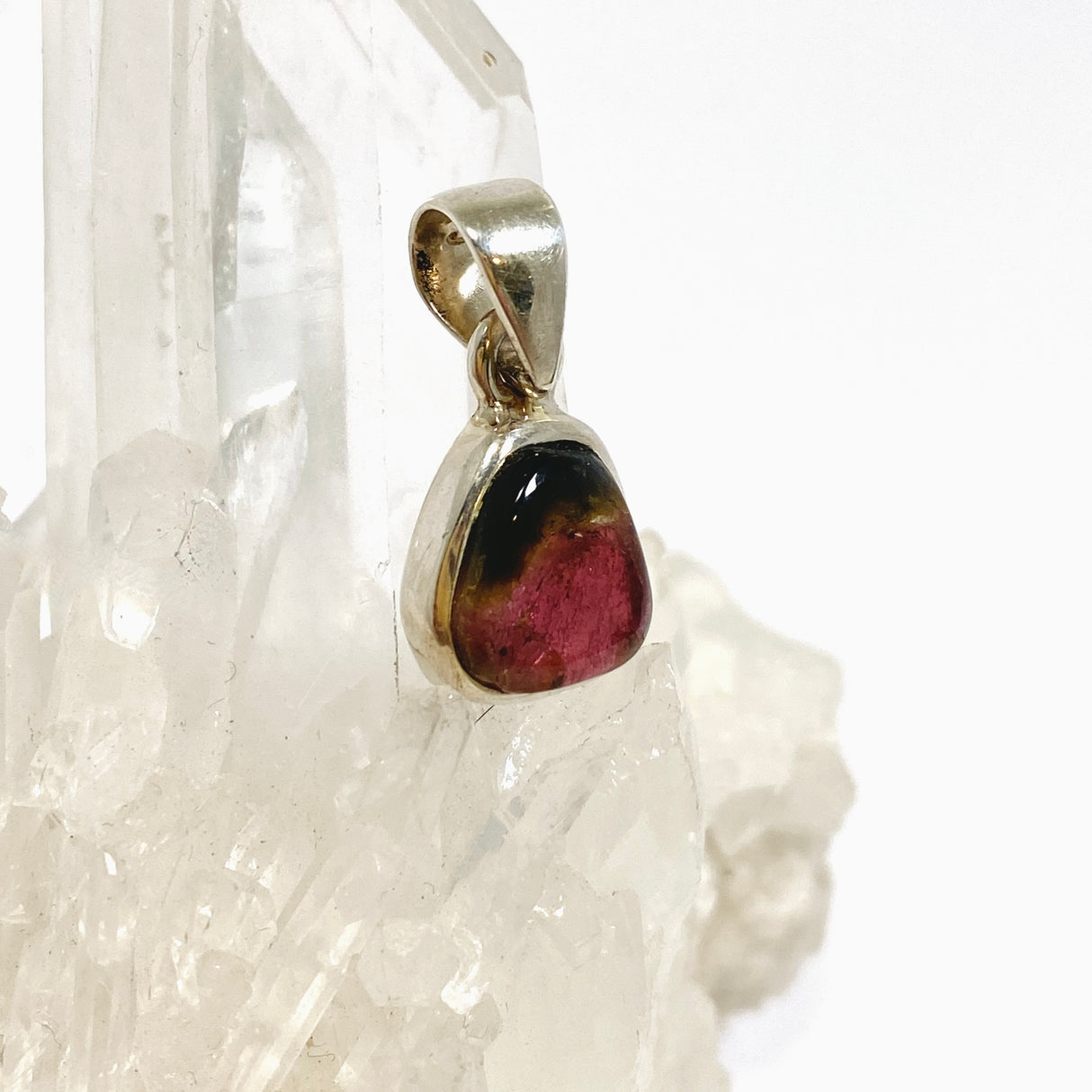 Watermelon Tourmaline Freeform Slice Pendant PPGJ1166