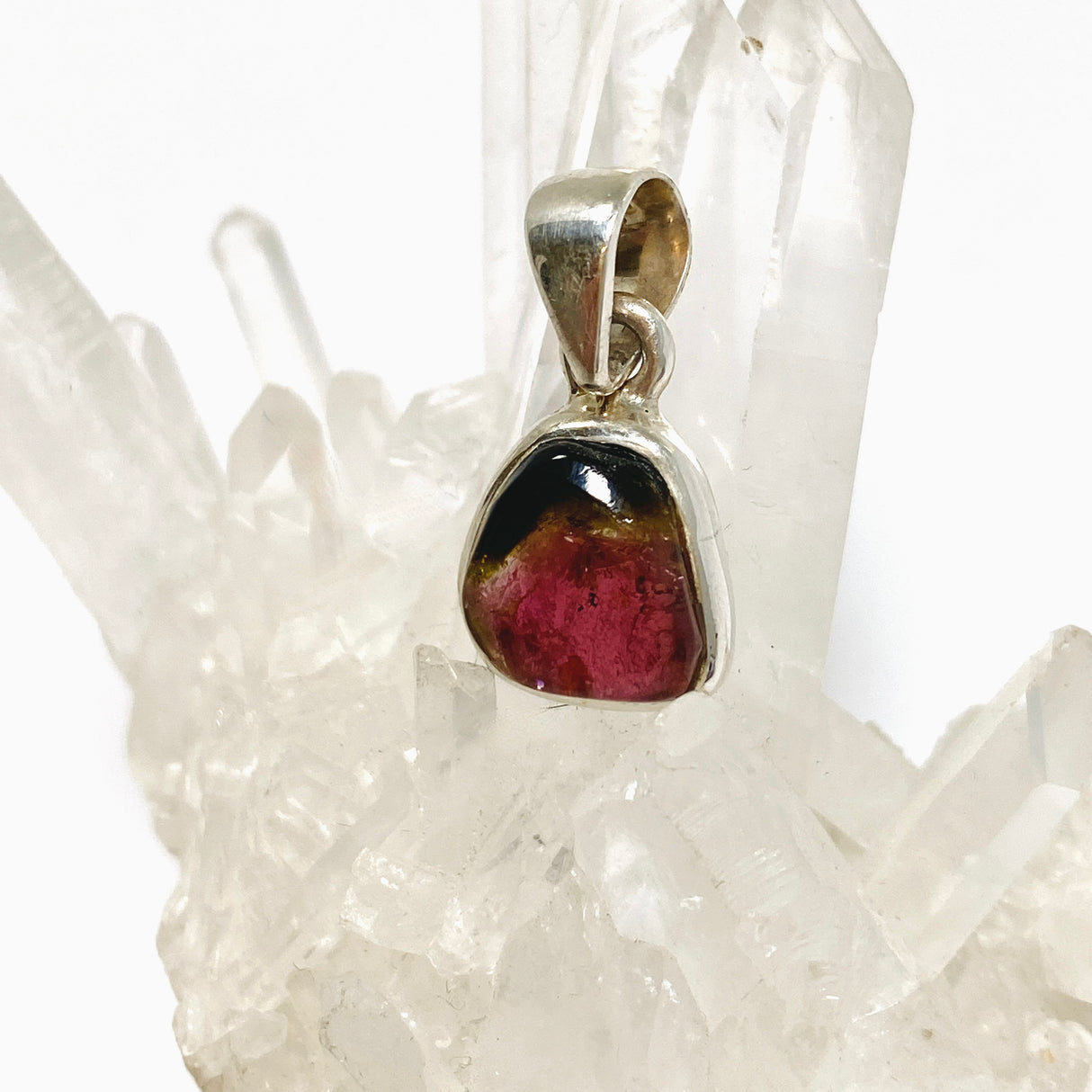 Watermelon Tourmaline Freeform Slice Pendant PPGJ1166