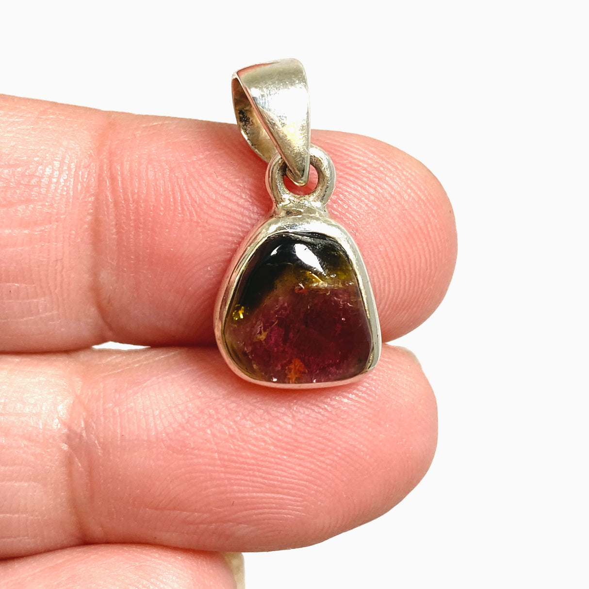 Watermelon Tourmaline Freeform Slice Pendant PPGJ1166