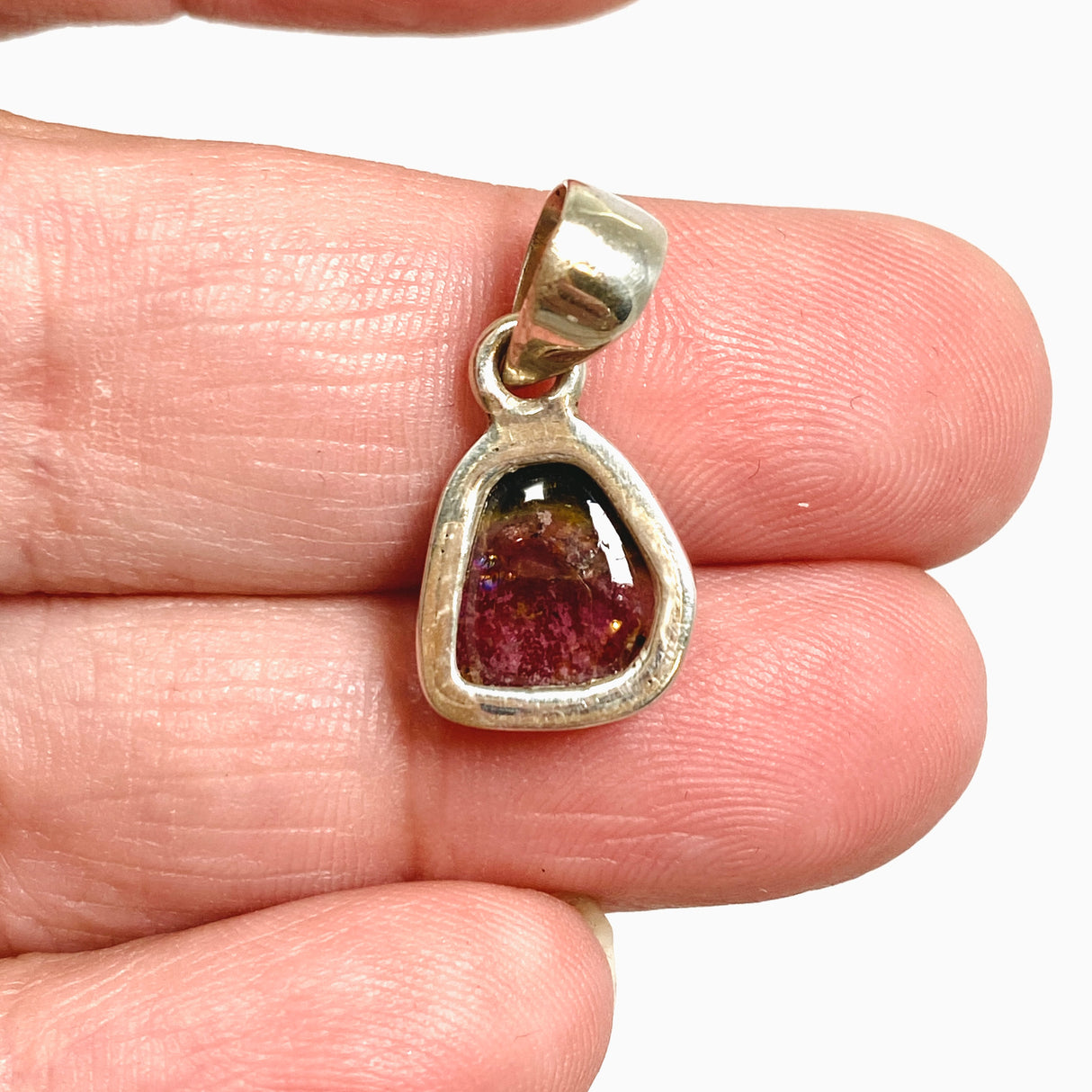 Watermelon Tourmaline Freeform Slice Pendant PPGJ1166