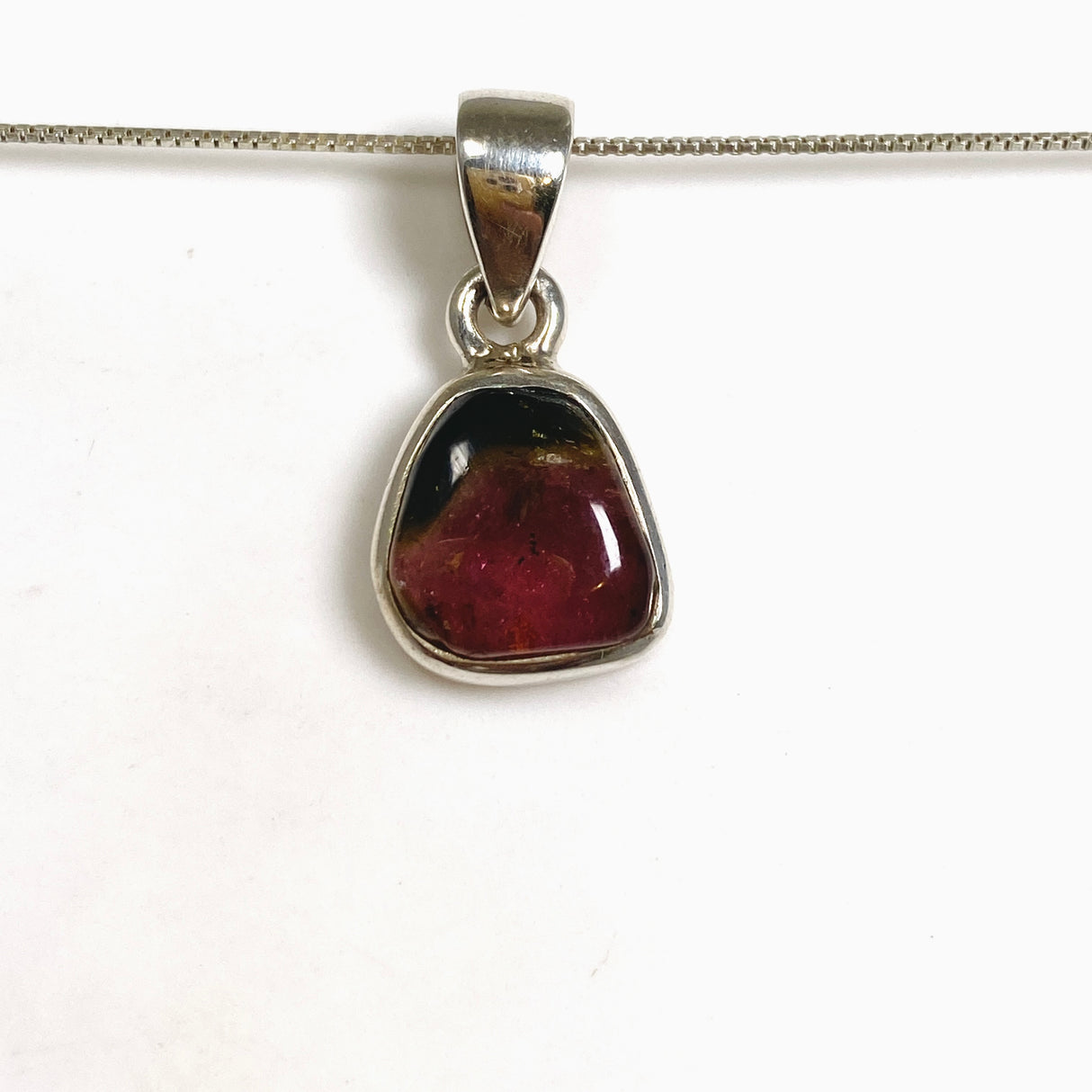 Watermelon Tourmaline Freeform Slice Pendant PPGJ1166