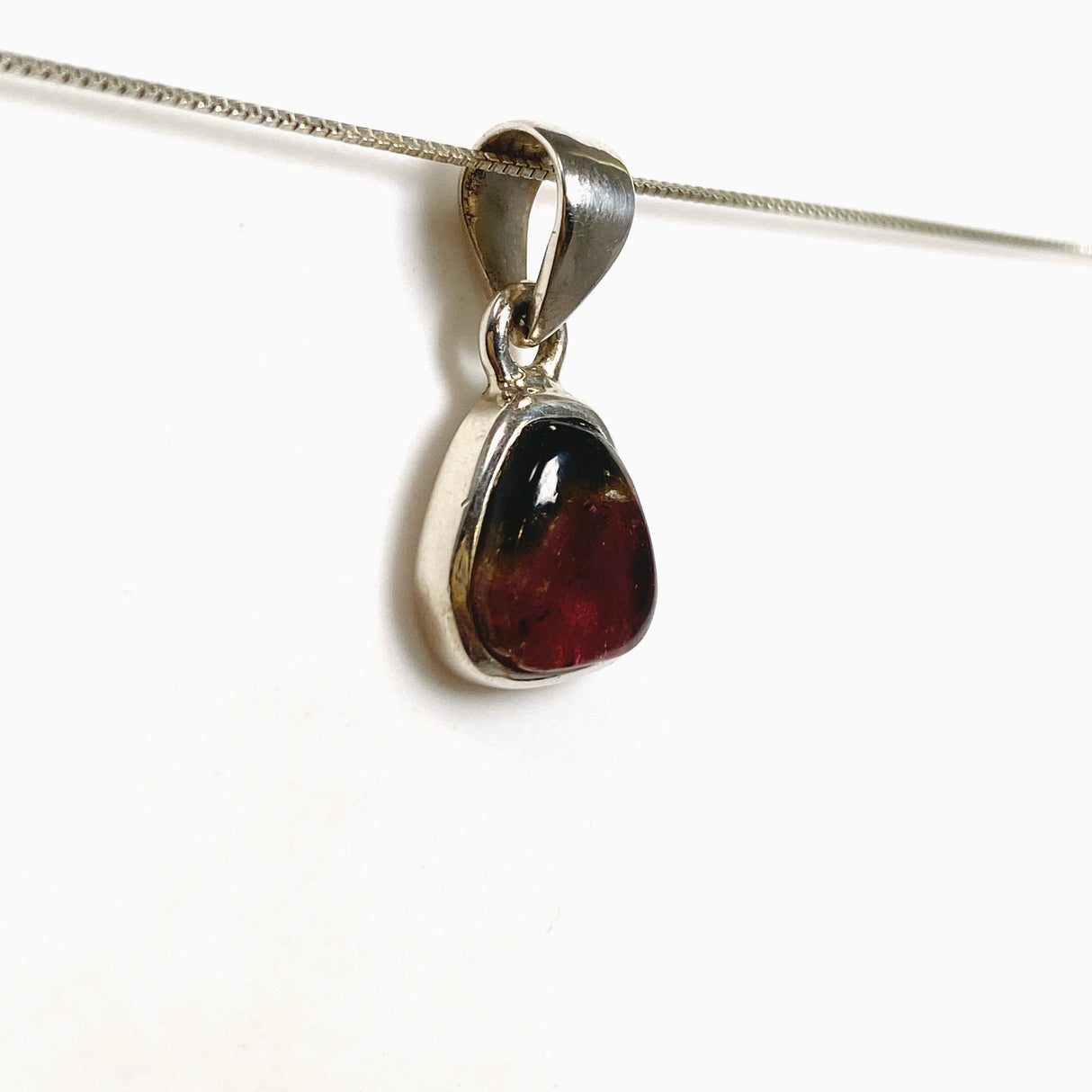 Watermelon Tourmaline Freeform Slice Pendant PPGJ1166