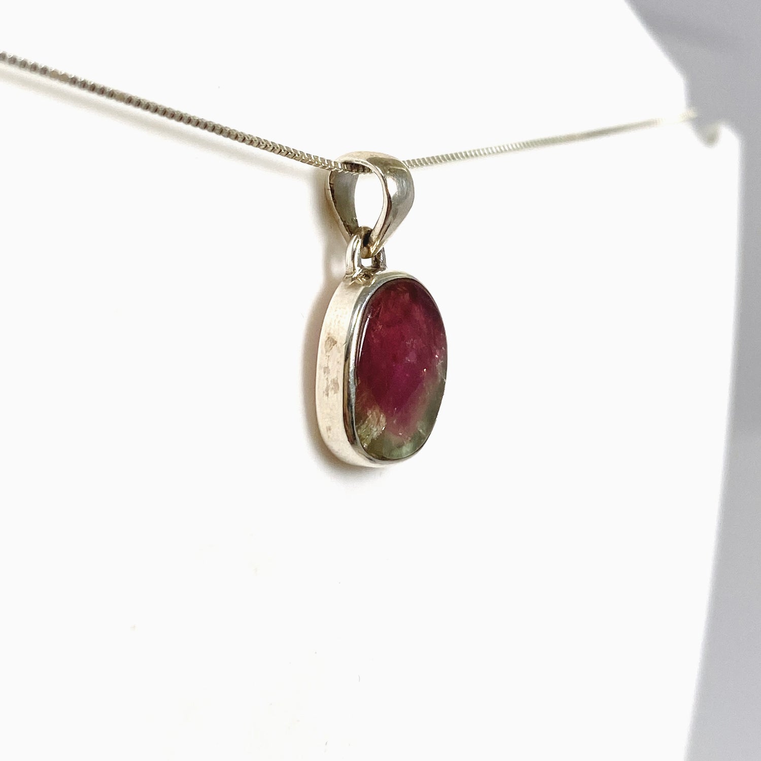 Watermelon Tourmaline Freeform Slice Pendant PPGJ1168