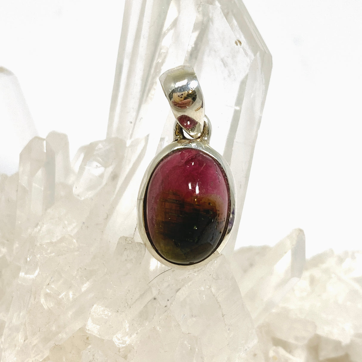 Watermelon Tourmaline Oval Cabochon Pendant PPGJ1171