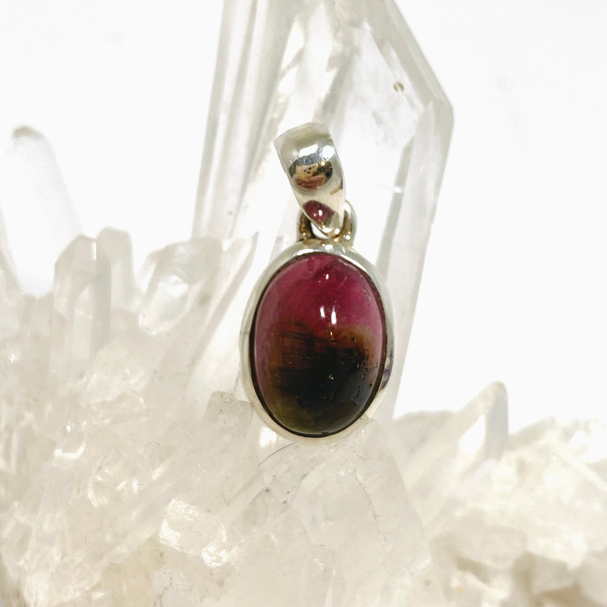 Watermelon Tourmaline Oval Cabochon Pendant PPGJ1171