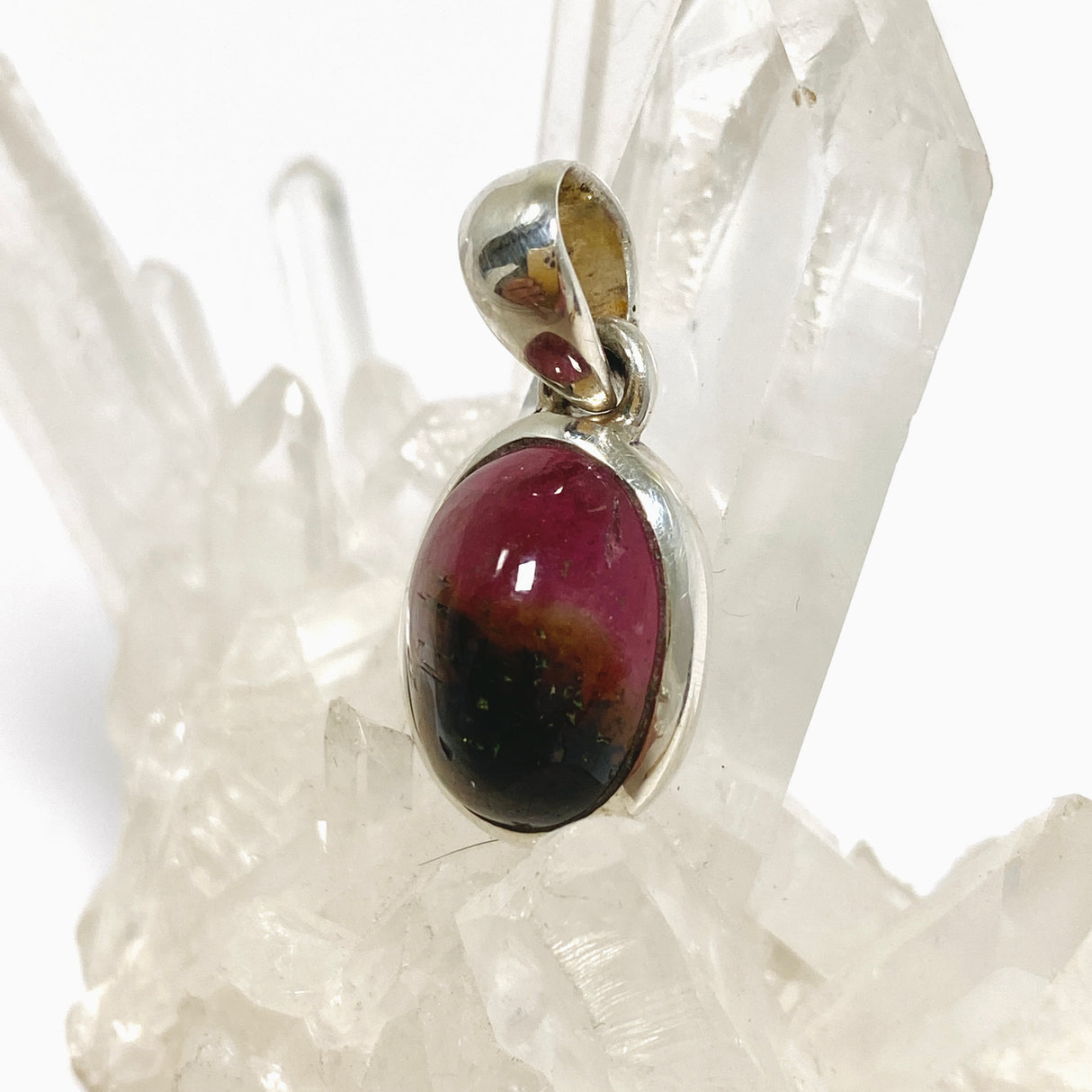 Watermelon Tourmaline Oval Cabochon Pendant PPGJ1171