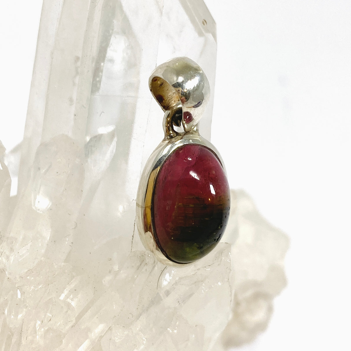 Watermelon Tourmaline Oval Cabochon Pendant PPGJ1171