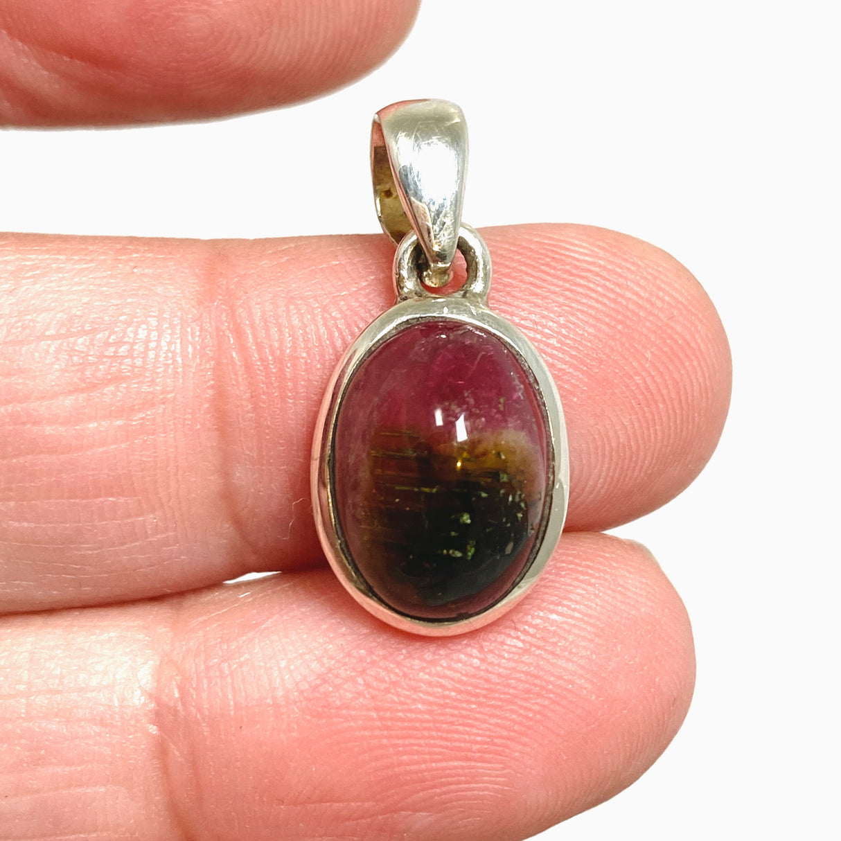 Watermelon Tourmaline Oval Cabochon Pendant PPGJ1171