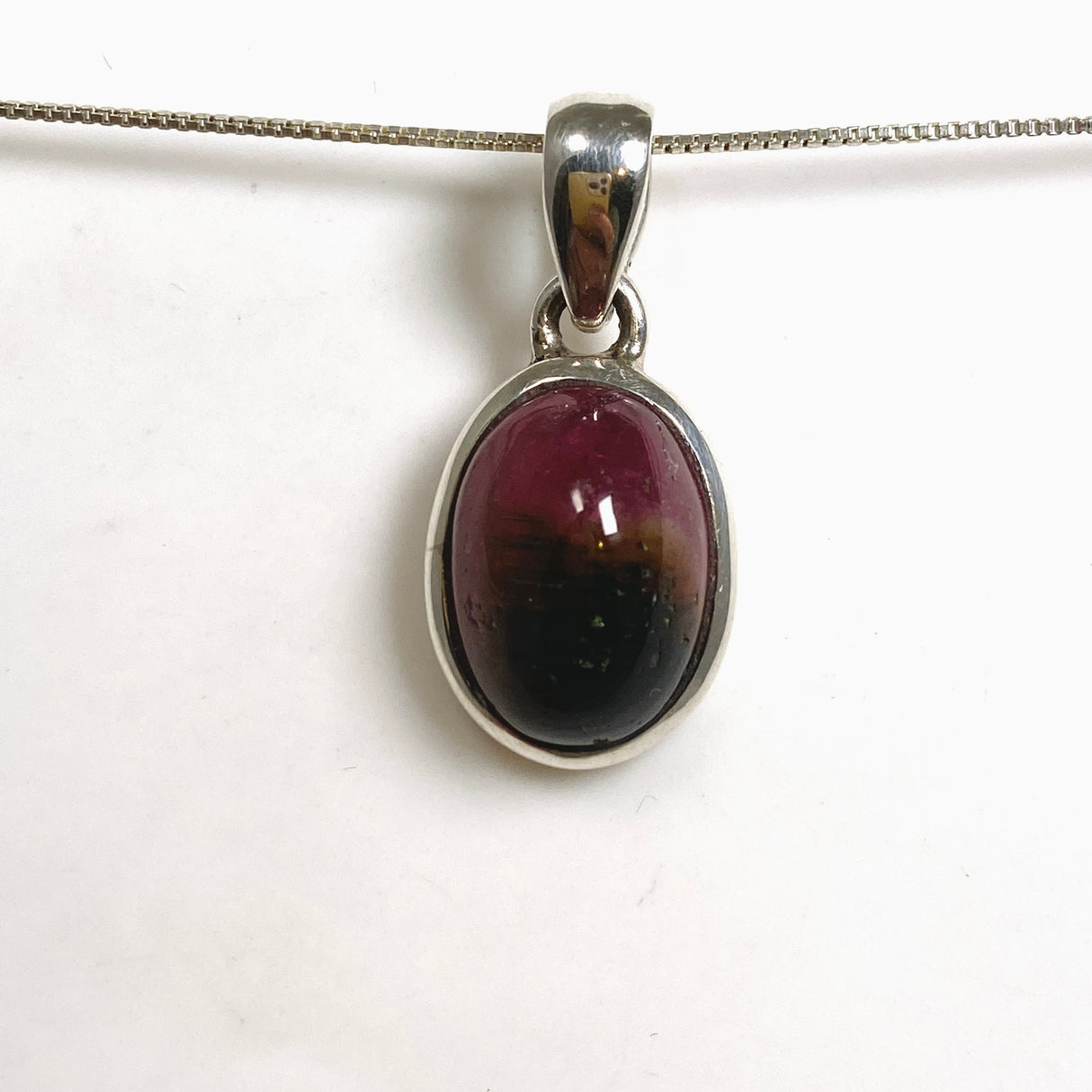Watermelon Tourmaline Oval Cabochon Pendant PPGJ1171