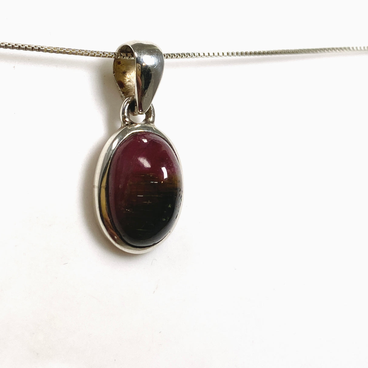 Watermelon Tourmaline Oval Cabochon Pendant PPGJ1171