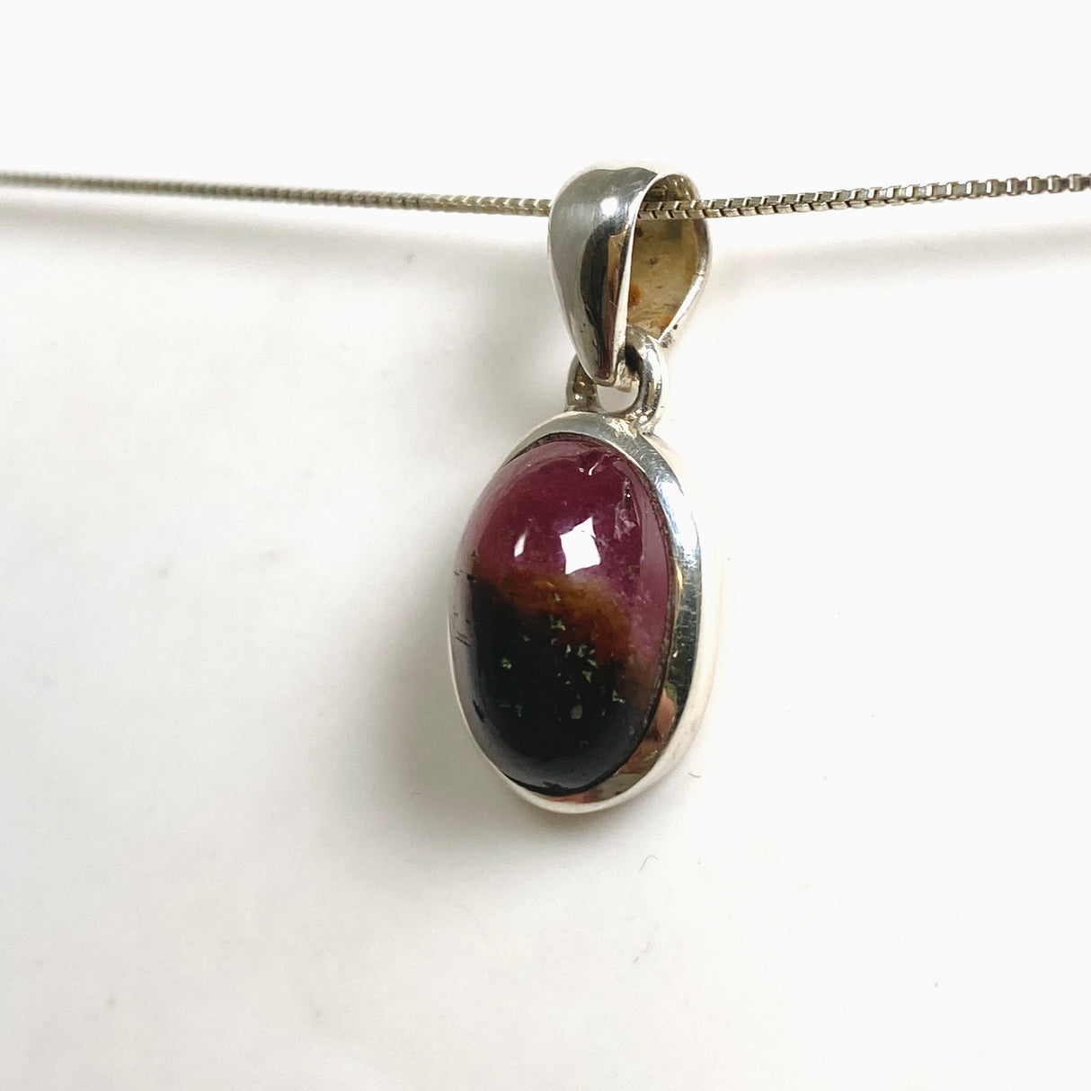 Watermelon Tourmaline Oval Cabochon Pendant PPGJ1171