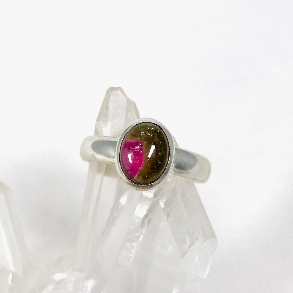 Watermelon Tourmaline Oval Ring Size 6 PRGJ349 - Nature's Magick