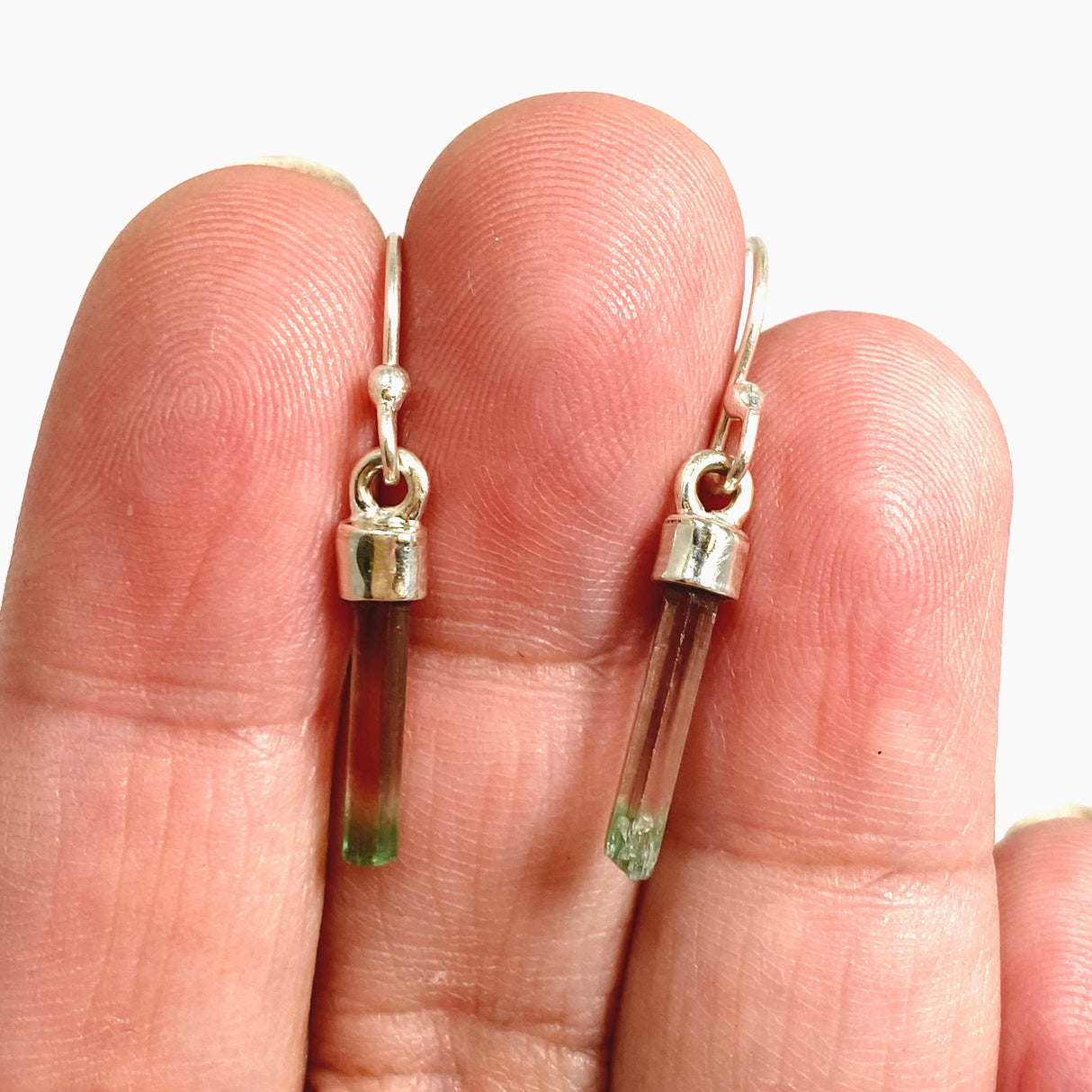 Watermelon Tourmaline Raw Crystal Earrings PEGJ358