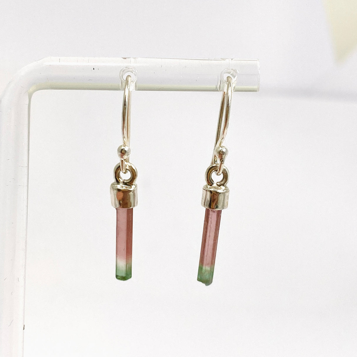 Watermelon Tourmaline Raw Crystal Earrings PEGJ358