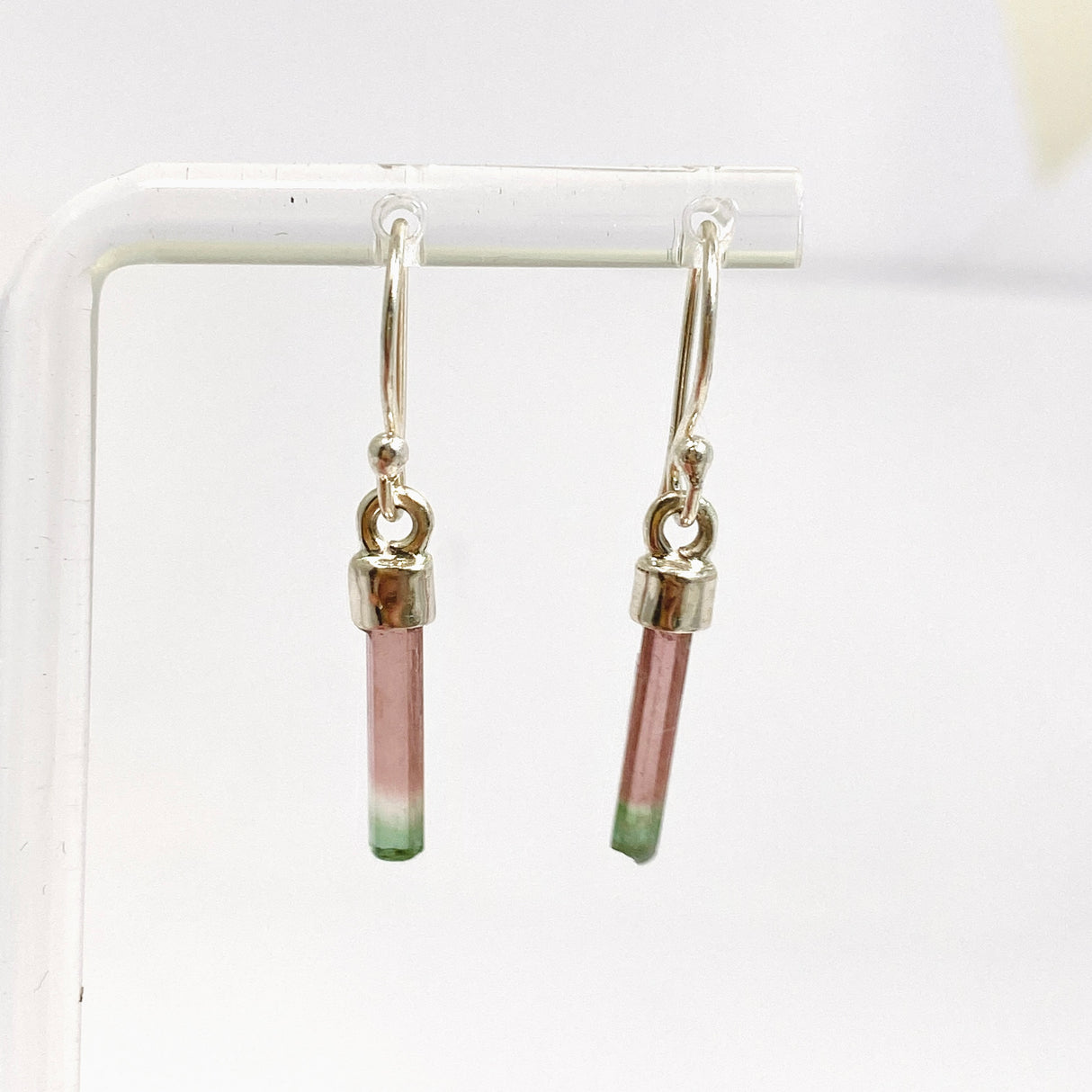 Watermelon Tourmaline Raw Crystal Earrings PEGJ358