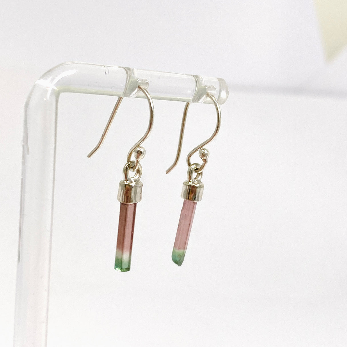 Watermelon Tourmaline Raw Crystal Earrings PEGJ358