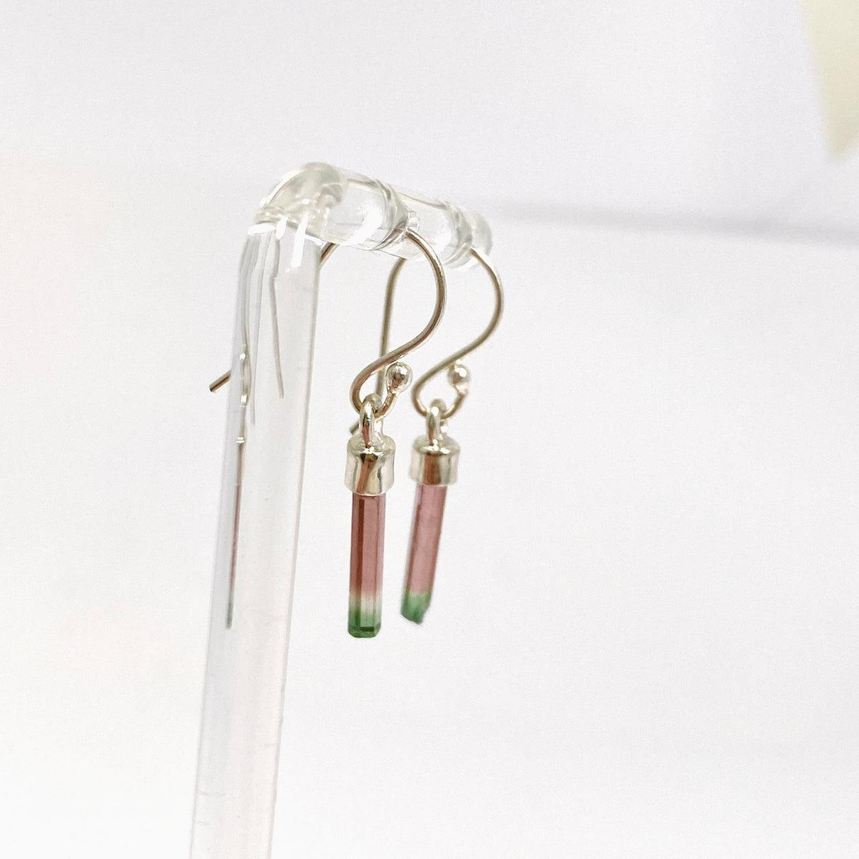 Watermelon Tourmaline Raw Crystal Earrings PEGJ358