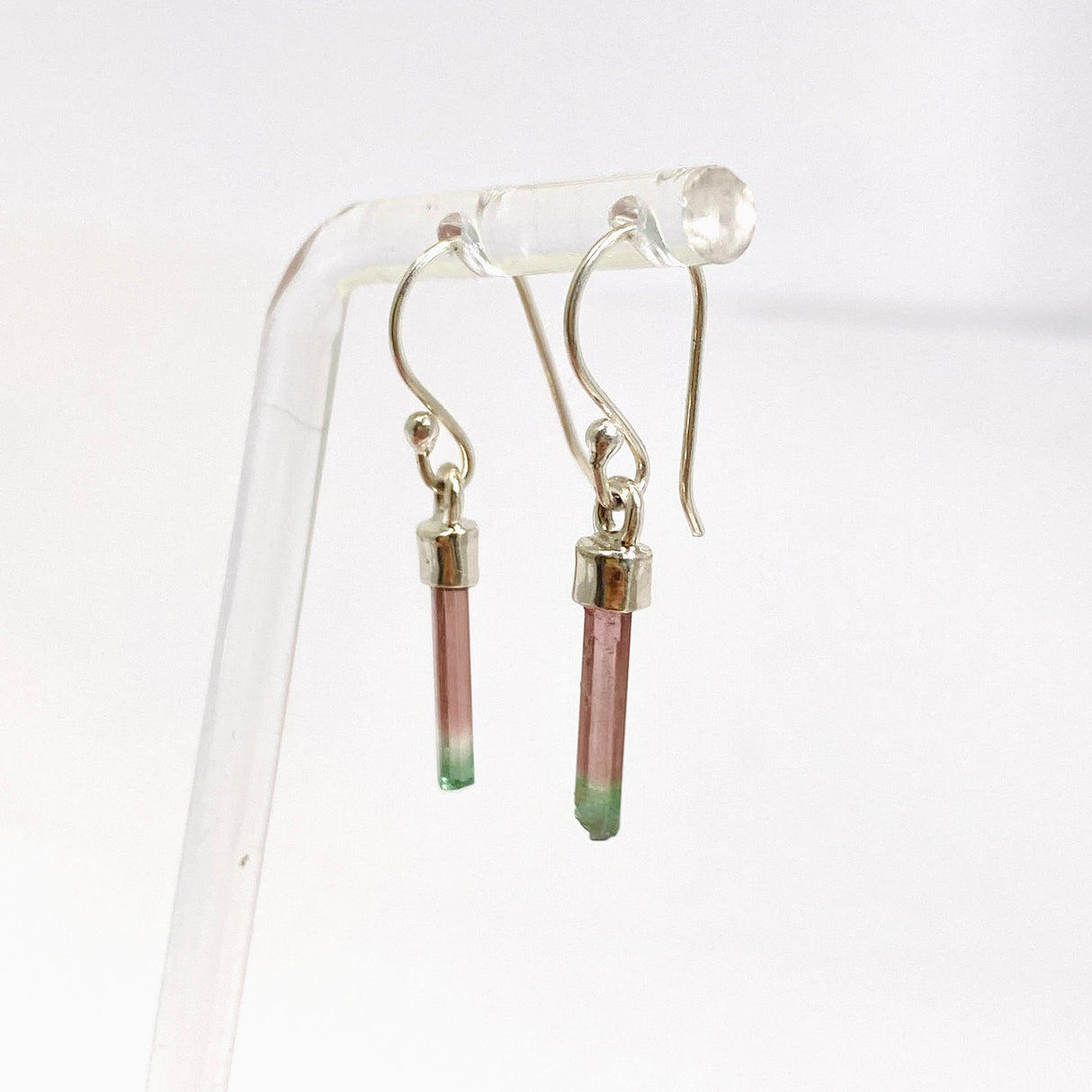 Watermelon Tourmaline Raw Crystal Earrings PEGJ358