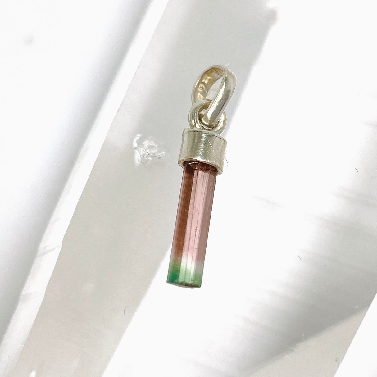 Watermelon Tourmaline Raw Crystal Pendant PPGJ1200