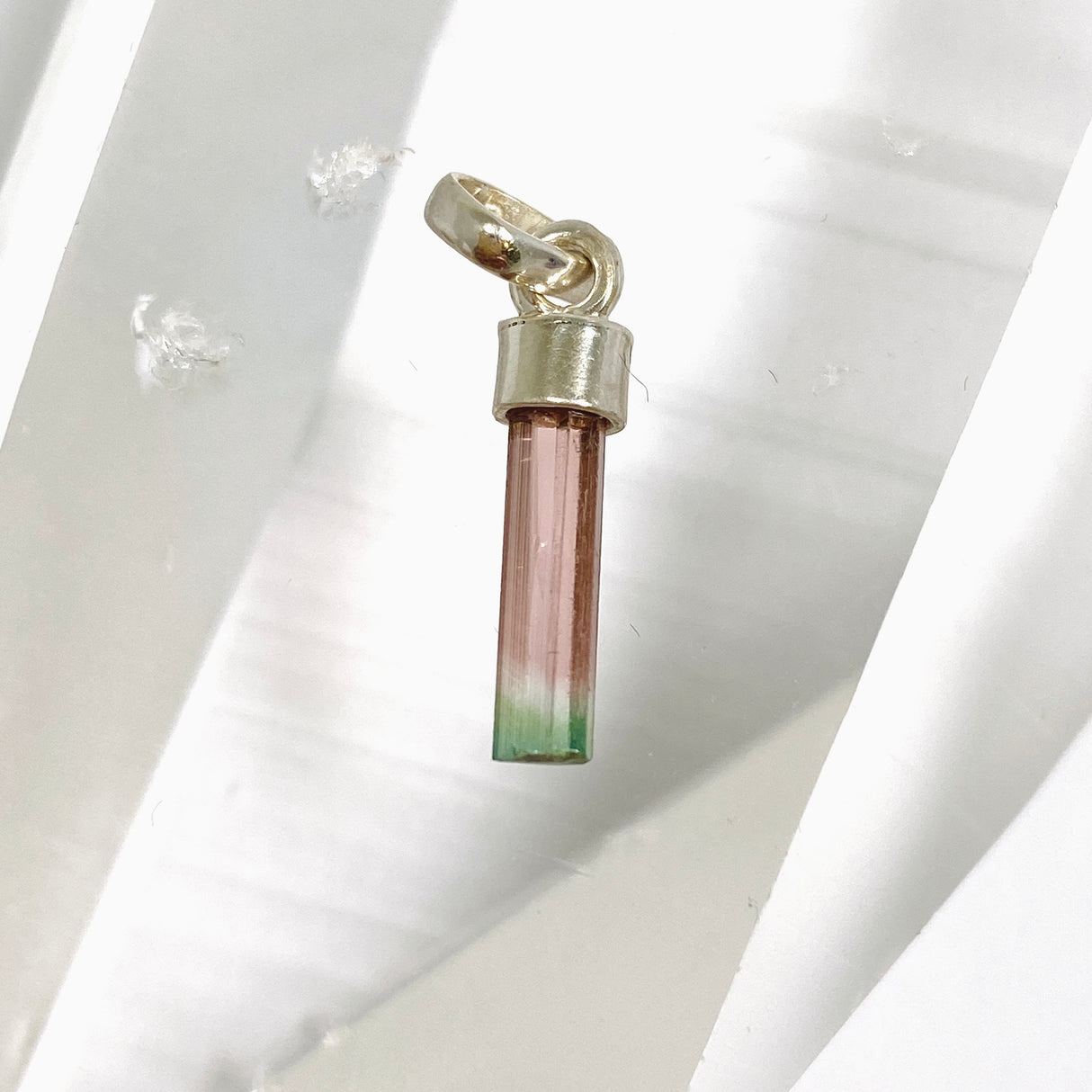 Watermelon Tourmaline Raw Crystal Pendant PPGJ1200