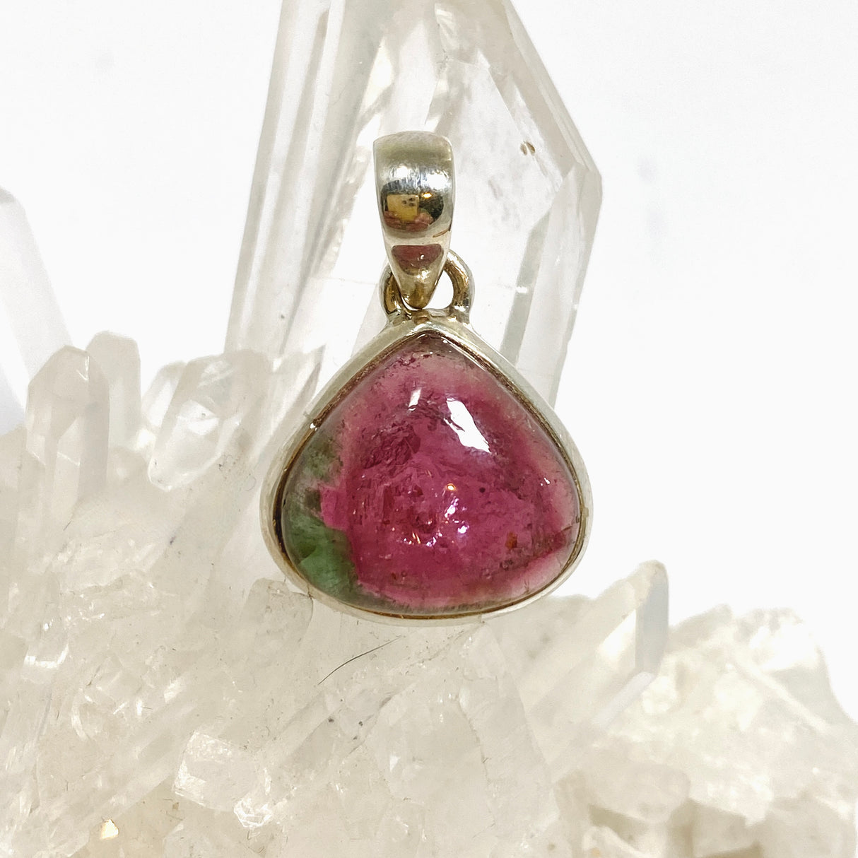Watermelon Tourmaline Teardrop Cabochon Pendant PPGJ1172
