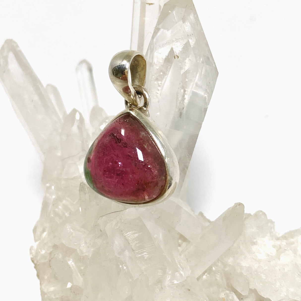 Watermelon Tourmaline Teardrop Cabochon Pendant PPGJ1172