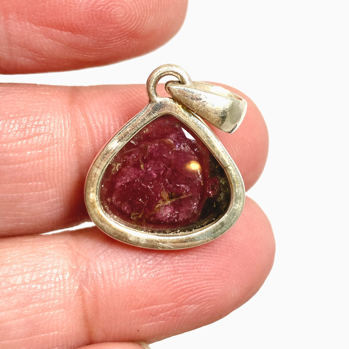 Watermelon Tourmaline Teardrop Cabochon Pendant PPGJ1172