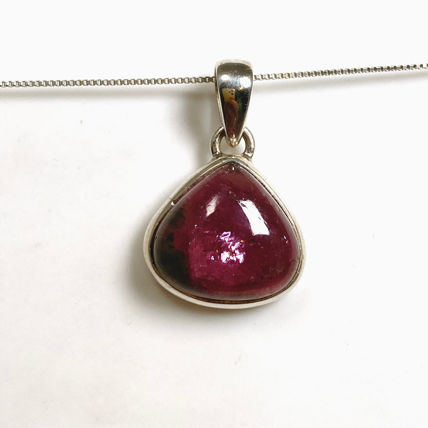 Watermelon Tourmaline Teardrop Cabochon Pendant PPGJ1172