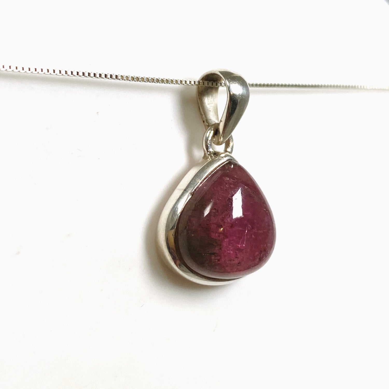 Watermelon Tourmaline Teardrop Cabochon Pendant PPGJ1172