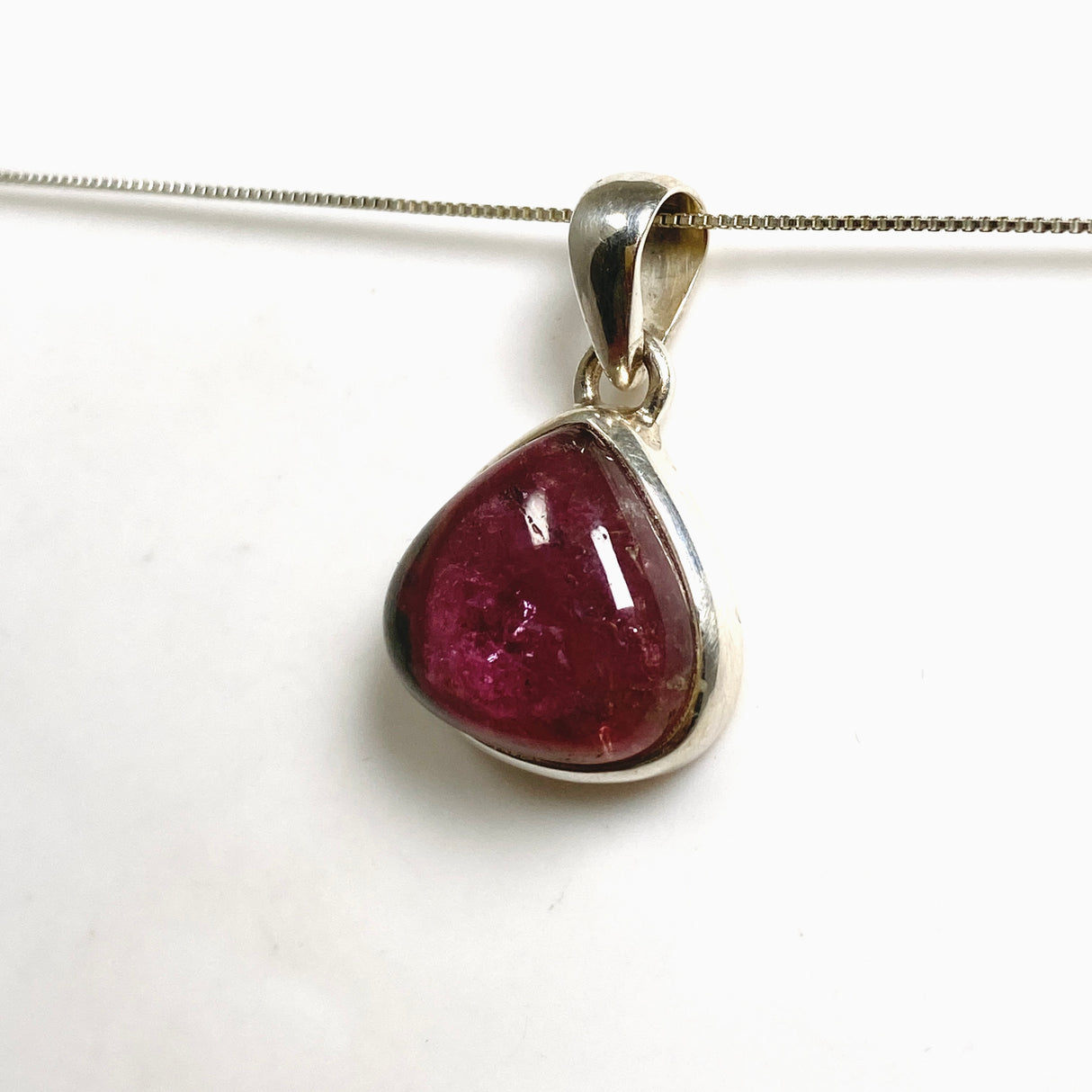Watermelon Tourmaline Teardrop Cabochon Pendant PPGJ1172