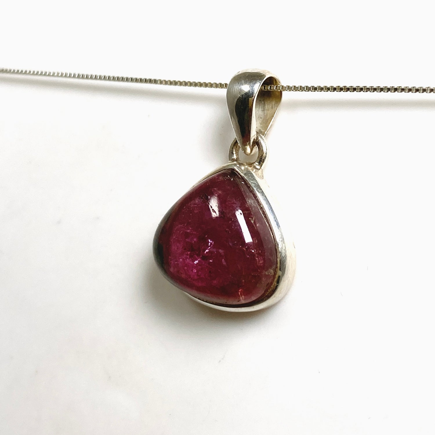 Watermelon Tourmaline Teardrop Cabochon Pendant PPGJ1172